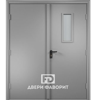 двустворчатая противопожарная дверь из стали со стеклом