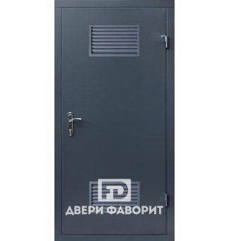 Стальная дверь в котельную (2 решетки)