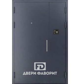 стальная двустворчатая дверь в подъезд с домофоном