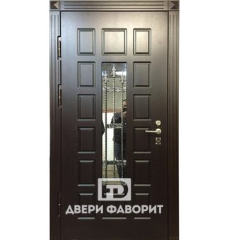 дверь стальная с мдф, стеклом и ковкой