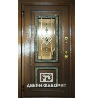 дверь на улицу с коваными элементами и стеклом